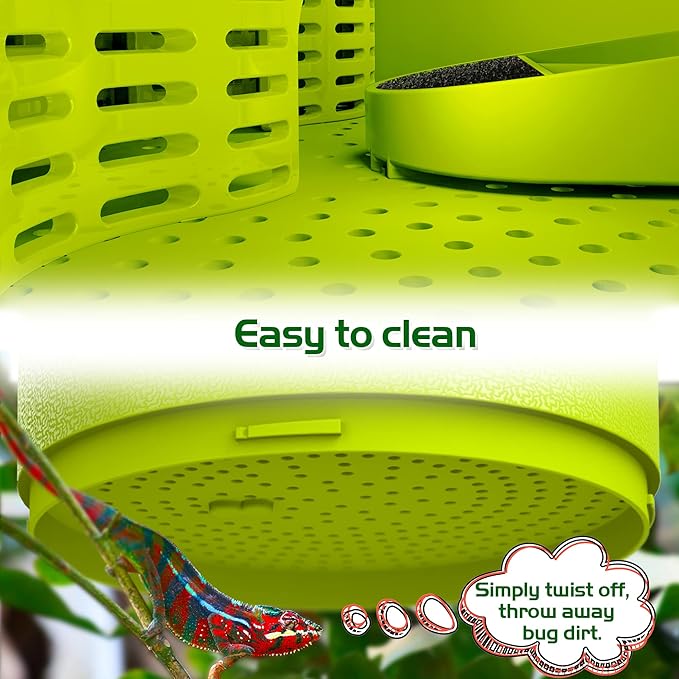 Professional Cricket Keeper Live Worm Organizer Tank with Rubber Seal, Dubia Roach Habitat with Bug Dirt Management Function, Perfect for Keeping Silkworm, Cricket,Dubia Cockroach,Superworms