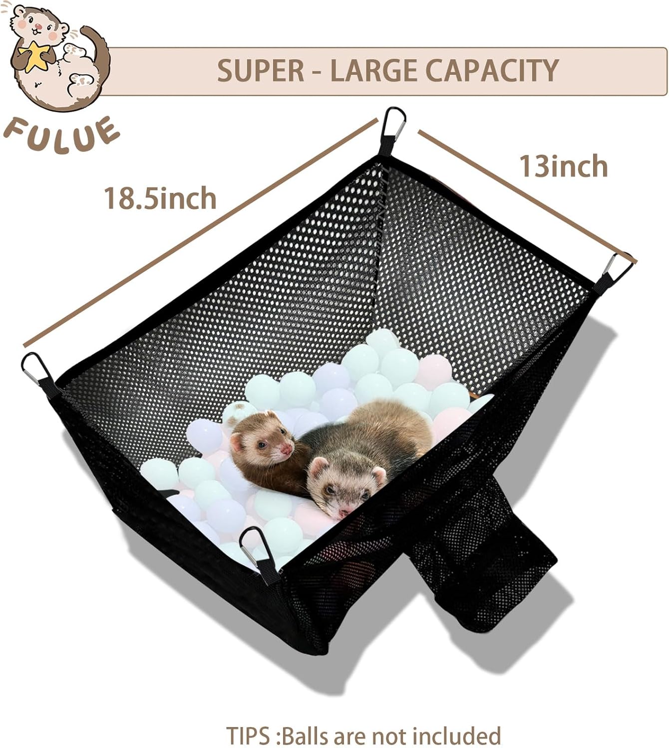 Ferret Ball Pit Hammock,Ferret Hammock Playpen Toy Box Cube for Cage Compatible with Tunnel System(Ball Not Included)