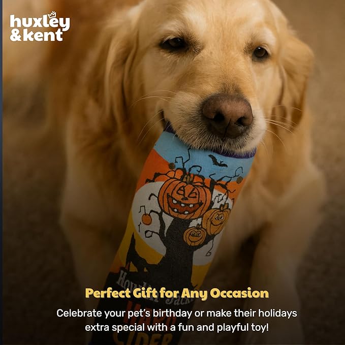 Huxley & Kent Halloween Funny Dog Toy w/Squeaker – Power Plush Squeaky Dog Toys for Small, Medium & Large Dogs – Soft Stuffed Animal for Indoor Play & Fetch - Howlin' Jacks Hard Cider, One Size