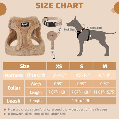 PUPTECK Adjustable Dog Harness Collar and Leash Set Step in No Pull Pet Harness for Small Medium Dogs Puppy and Cats Outdoor Walking Running, Soft Mesh Padded Reflective Vest Harnesses, Khaki M