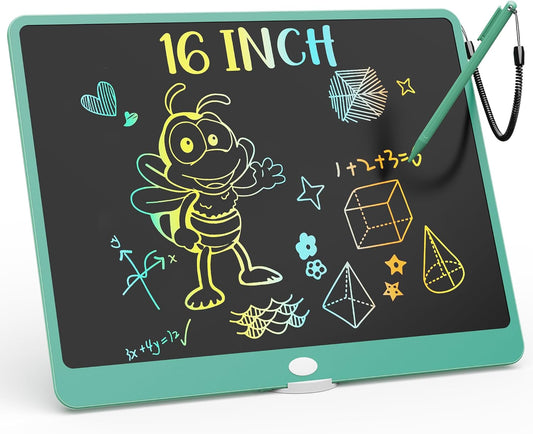 KOKODI LCD Writing Tablet, 16 Inch Colorful Toddler Doodle Board Drawing Tablet, Erasable Reusable Electronic Drawing Pads, Educational and Learning Toy for 3-6 Years Old Boy and Girls(Green)