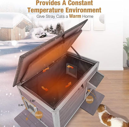 GUTINNEEN Outdoor Cat House Insulated for Winter Weatherproof Feral Cat Shelter