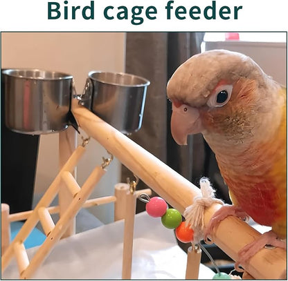 TBWHL Parrot Feeding Cups Hanging Pet Animal Stainless Steel Birdcage Bowls Bird Bowls for Cage Parakeet Birds Cage Accessories Suitable Small and Medium Bird S