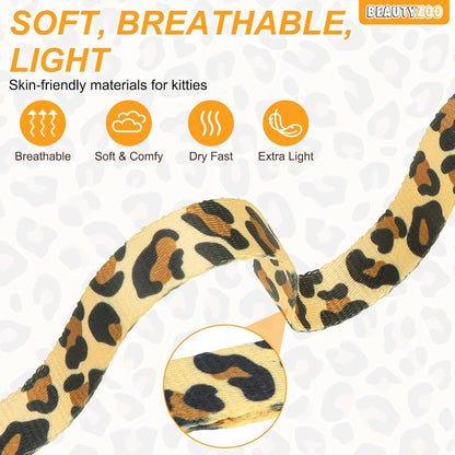 BEAUTYZOO Cat Harness and Leash Set Escape Proof for Walking, Kitten Soft Adjustable Vest Harnesses for Small Medium Large Cats, Easy Control Breathable Plaid Ribbon Nylon for Outdoor Indoor Use