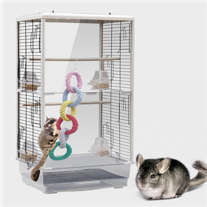 Sugar Glider Hanging Six-Ring Climbing Toys,Sugar Glider Swing Toys,Sugar Glider Climbing Rope Cage Accessories for Sugar Glider Ferret Hamster Squirrel Chinchilla Parrots Climbing Exercising
