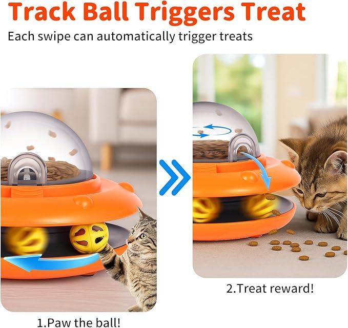 Interactive Dog & Cat Toys - Automatic Treat Puzzle with Remote Control for Cats & Dogs Food Dispensing, Pets Enrichment IQ Training Gift, Rechargeable Electronic Ball Track Toy Slow Feeder