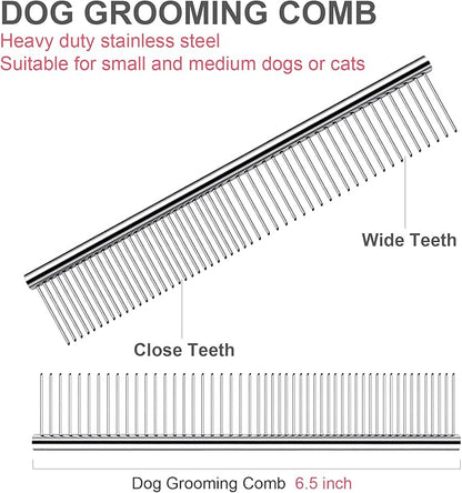 Dog Grooming Scissors with Safety Round Tips Stainless Steel Professional Dog Grooming Kit - Thinning, Curved Scissors and Comb for Cat Pet (Pink 4 in 1)