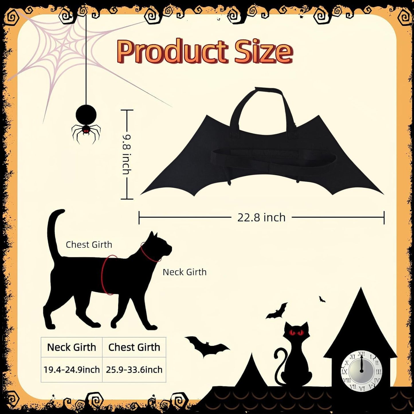 Glow in The Dark Bat Wings Pet Costume, Cat Bat Wings for Halloween Party Decoration, Light Up Pet Collar Leads Cosplay Bat Costume, Cute Puppy Cat Dog Dress Up Accessories ﻿