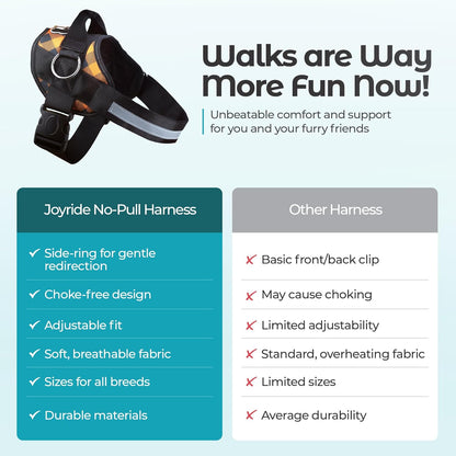 Joyride Basic Essential Dog Harness 1.0 - Small, Medium, Large Dogs, No-Pull Pet Vest with 3 Side Rings for Leash Placement, Adjustable for Training (Orange Plaid, XS)