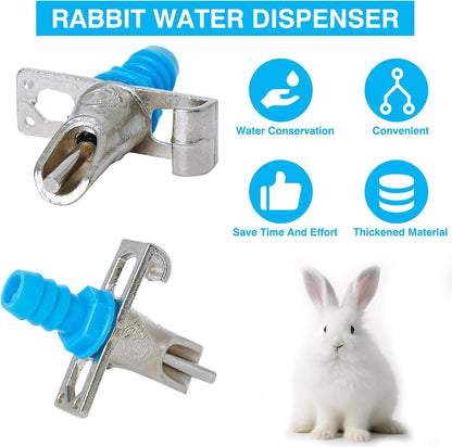 Automatic Rabbit Watering System,Quail Rabbit Water Bottle Dispenser 8 Nipples Drinker,ID 5/16" Hose 19.68 Feets,Barb Fittings to G1/2" Thread,T-Fittings,Springs,Gaskets,Bucket Connector
