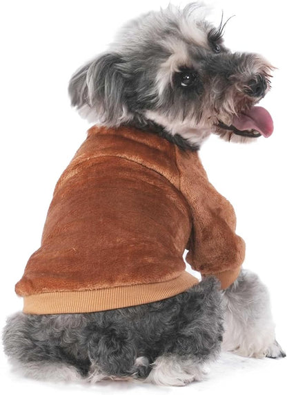 FabriCastle Small Dog Sweaters, 3-Pack Dog & Cat Clothes, Soft and Warm Pet Jackets for Small Dogs Boy & Girl, Winter Pet Apparel Costumes, Puppy Outfits (Camel,Khaki,Olive, Medium)