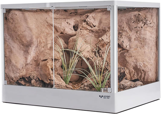 Reptile Glass Terrarium 24"x18"x18" 32 Gallon Knock-Down Dual-Locking Security Mesh Ventilation Durable Aluminum Frame Modern Design