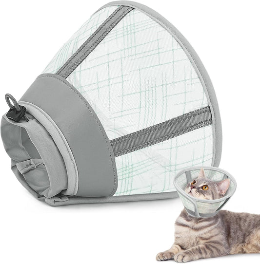 Supet Cat Cone Collar Soft to Stop Licking and Scratching, Breathable Comfortable Mesh Recovery Cone for Cats and Small Dogs After Surgery Neuter, Spay, Lightweight E Cone Collar Alternative (L)