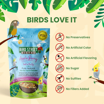 Bird Street Bistro Parrot Food - Parakeet & Cockatiel Food - Cooks in 3-15 min w/Natural & Organic Grains, Legumes, Non-GMO Fruits, Vegetables & Healthy Spices