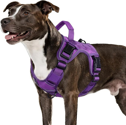 WINGOIN Purple Tactical Dog Harness for Medium Dogs, Heavy Duty No Pull Dog Harness with Handle, Adjustable Reflective Military K9 Pet Vest for Pitbull, Female, Male, Walking, Training, Hunting (M)