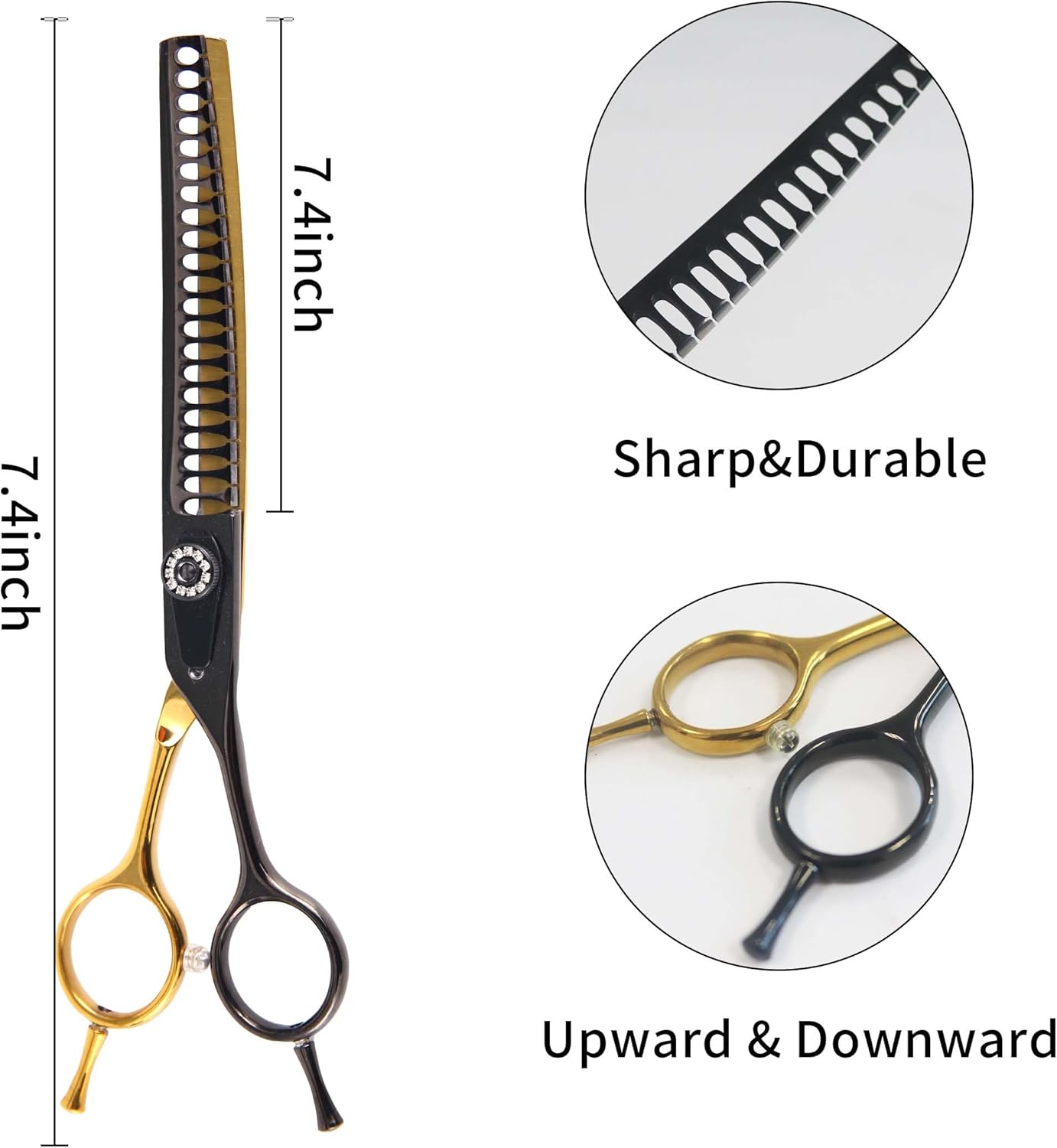 7" Curved Thinner Dog Scissor, Curved Chunker Scissors, 21 Teeth, 40% Thinning Rate, Professional Pet Shear for Groomer, Ergonomic Dog Grooming Scissor, Dogs Shear for Grooming