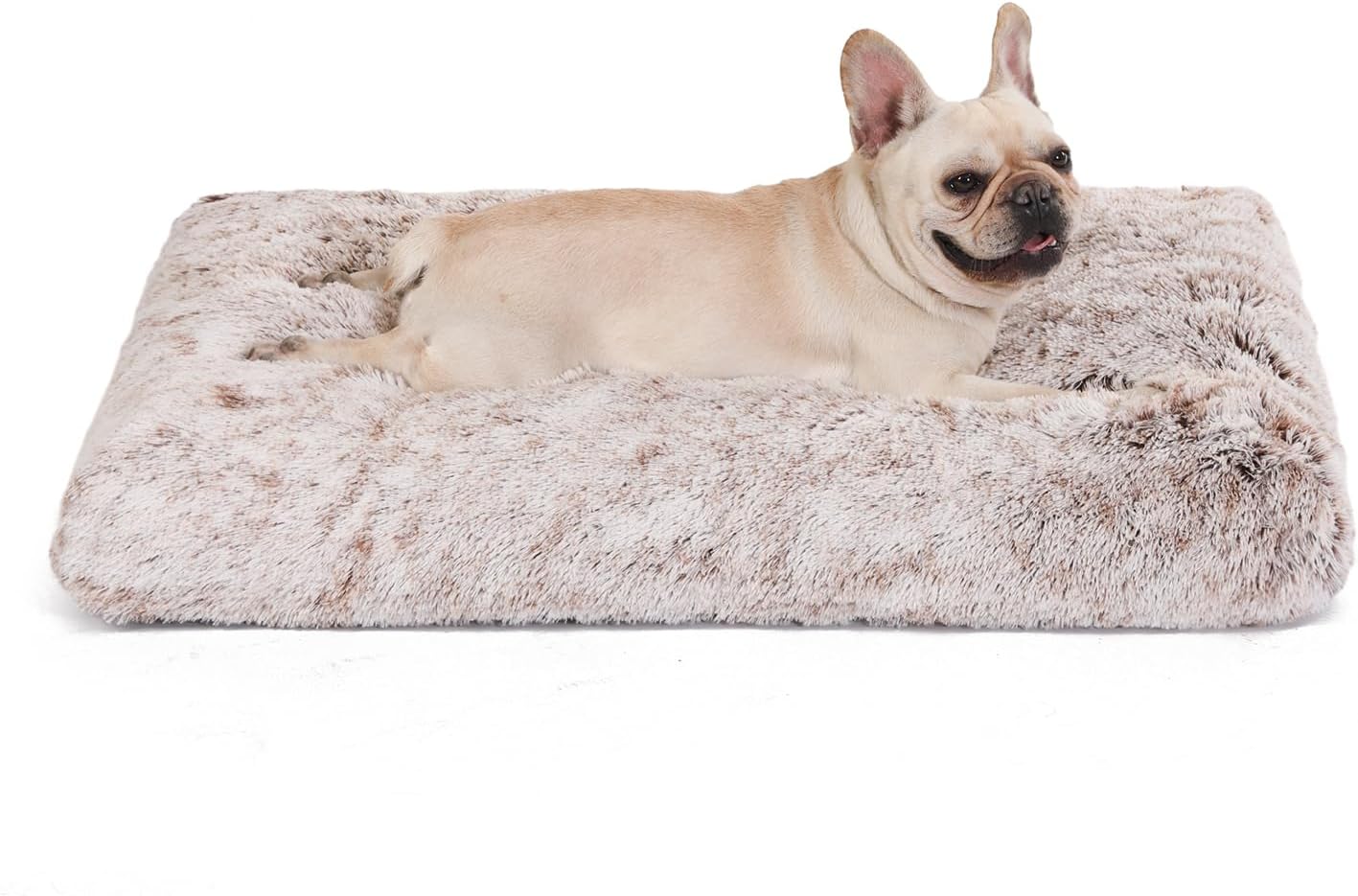 Bedfolks Plush Waterproof Dog Crate Bed, Faux Fur Kennel Pad, 35"x23", Brown