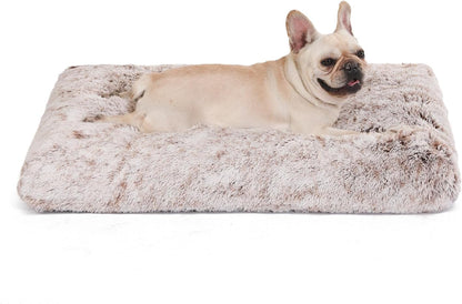 Bedfolks Waterproof Dog Crate Bed,Plush Dog Bed with Removable Washable Cover,Faux Fur Dog Crate Pad for Medium Dogs,Fluffy Dog Kennel Bed 29"x21",Brown