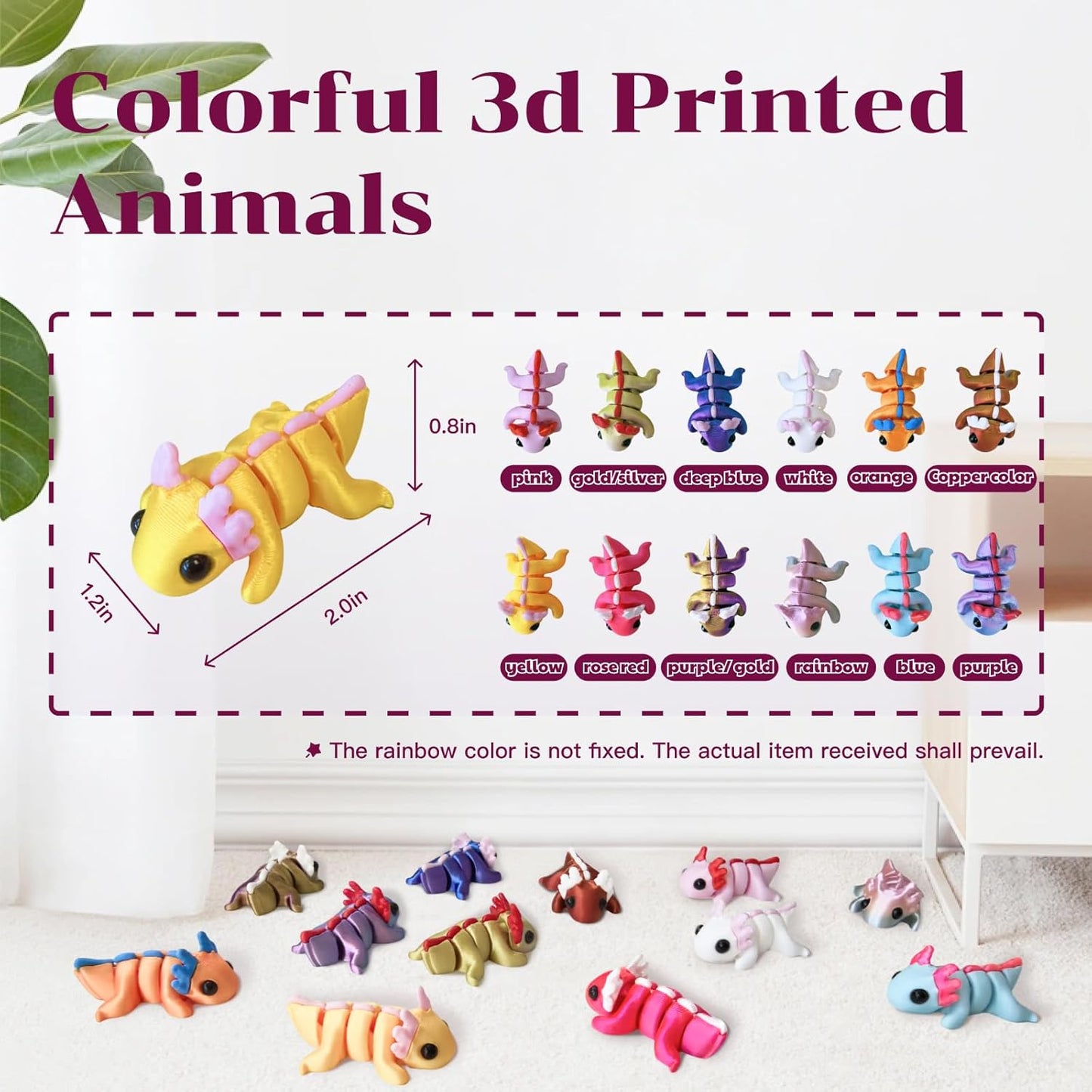 Mini 3D Printed Dragon Egg and 3D Printed Fidget Animals，Toy Fidget Bulk，Animal Miniature Figurines，Mini Egg Fillers，Teen Carnival Prizes (12pcs anmals)