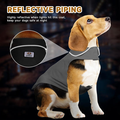 Fleece Dog Coat Pet Jacket Reflective for Cold Weather for Extra Large to Small Pets(Grey,M)