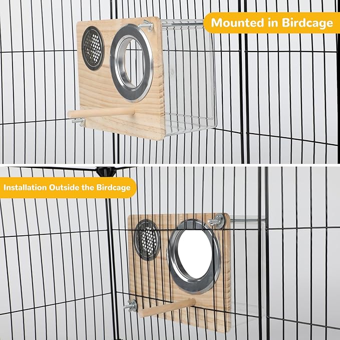 Parakeet Nesting Box for Cage, Transparent Acrylic Bird Nesting Box Bird Nest Clear Design, Bird House with Perch Breeding Box with Wood for Lovebird, Parakeet,Budgie, Parrot