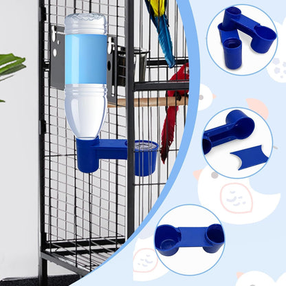 kathson 20 Pcs Bird Drinker Feeder Plastic Soda Pop Water Bottle Cup Ideal for Chicken Pigeons Birds Feeder Trough Animal Feeding Accessories (Blue)