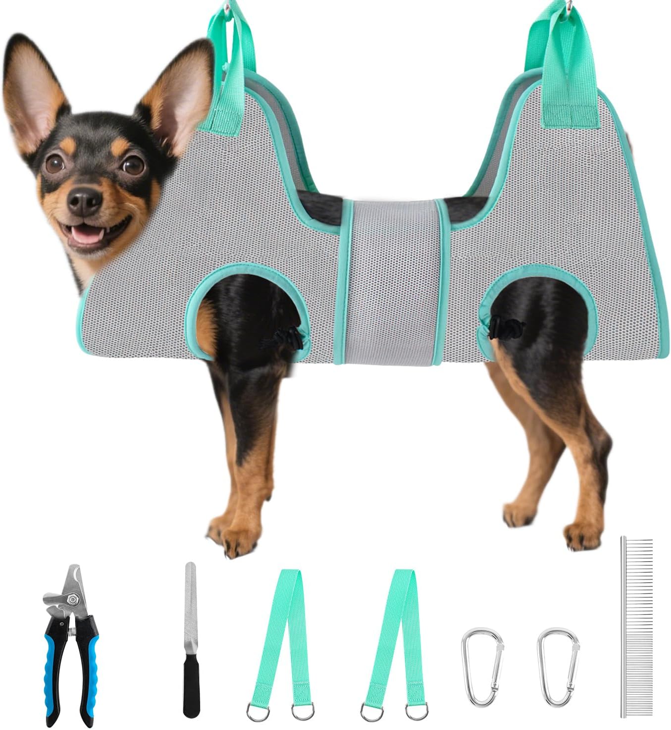 Dog Grooming Hammock, Dog Grooming Harness for Small Dogs, Dog Hanging Harness for Nail Trimming with Pet Nail Clippers Nail Trimmers Grooming Scissors, Dog Grooming Sling