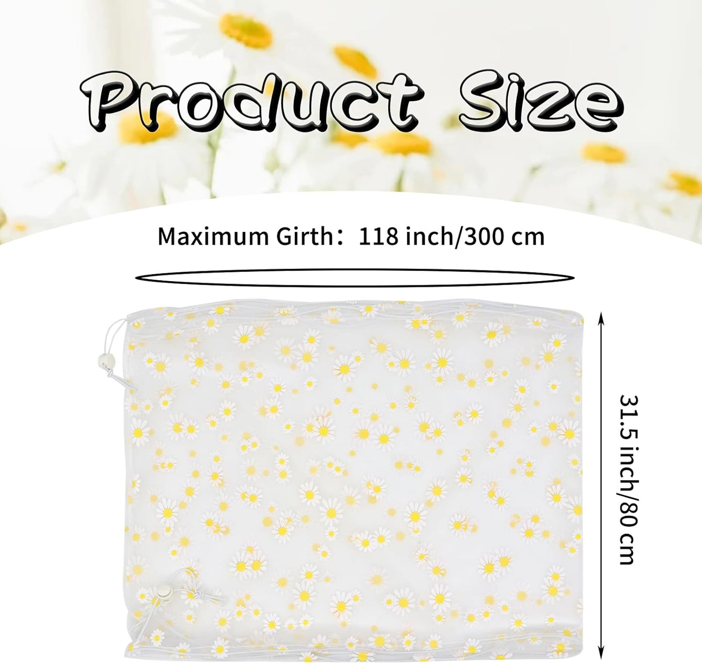 Daoeny Bird Cage Seed Catcher, Large Bird Cage Cover, Adjustable Soft Airy Nylon Mesh Net, Birdcage Cover Skirt Seed Guard for Parrot Parakeet Macaw African Round Square Cages (White, Daisy Design)