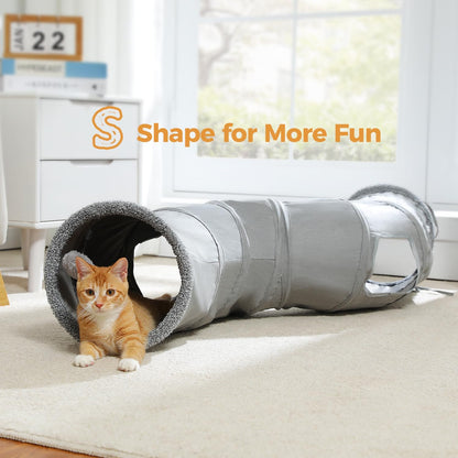 PAWZ Road Cat Tunnel Collapsible S Shape Cat Tunnels for Indoor Cats Cat Play Tube 51 Inches Long 10.5 Inches in Diameter