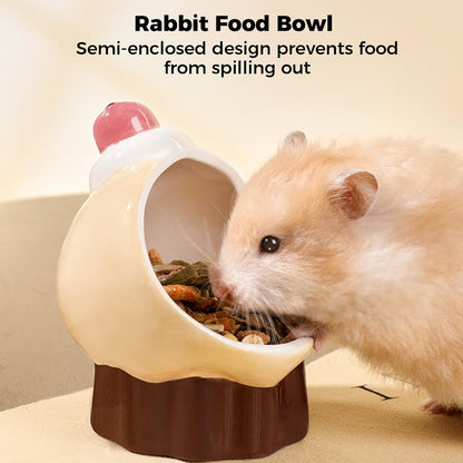Mini&moe Hamster Food Bowl - Ceramic Guinea Pig Bowl Chew-Proof Anti-Turning Small Animal Food Dish for Dwarf Hamster, Gerbil, Rat