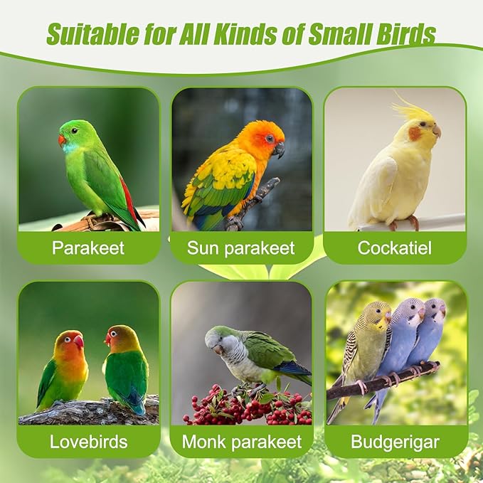 BWOGUE 2PCS Automatic Bird Water Dispenser, 4.73 Fl Oz Parakeet Water Dispenser for Cage No Mess Suspended Bird Water Feeder for Cockatiel Budgie Conure Lovebirds