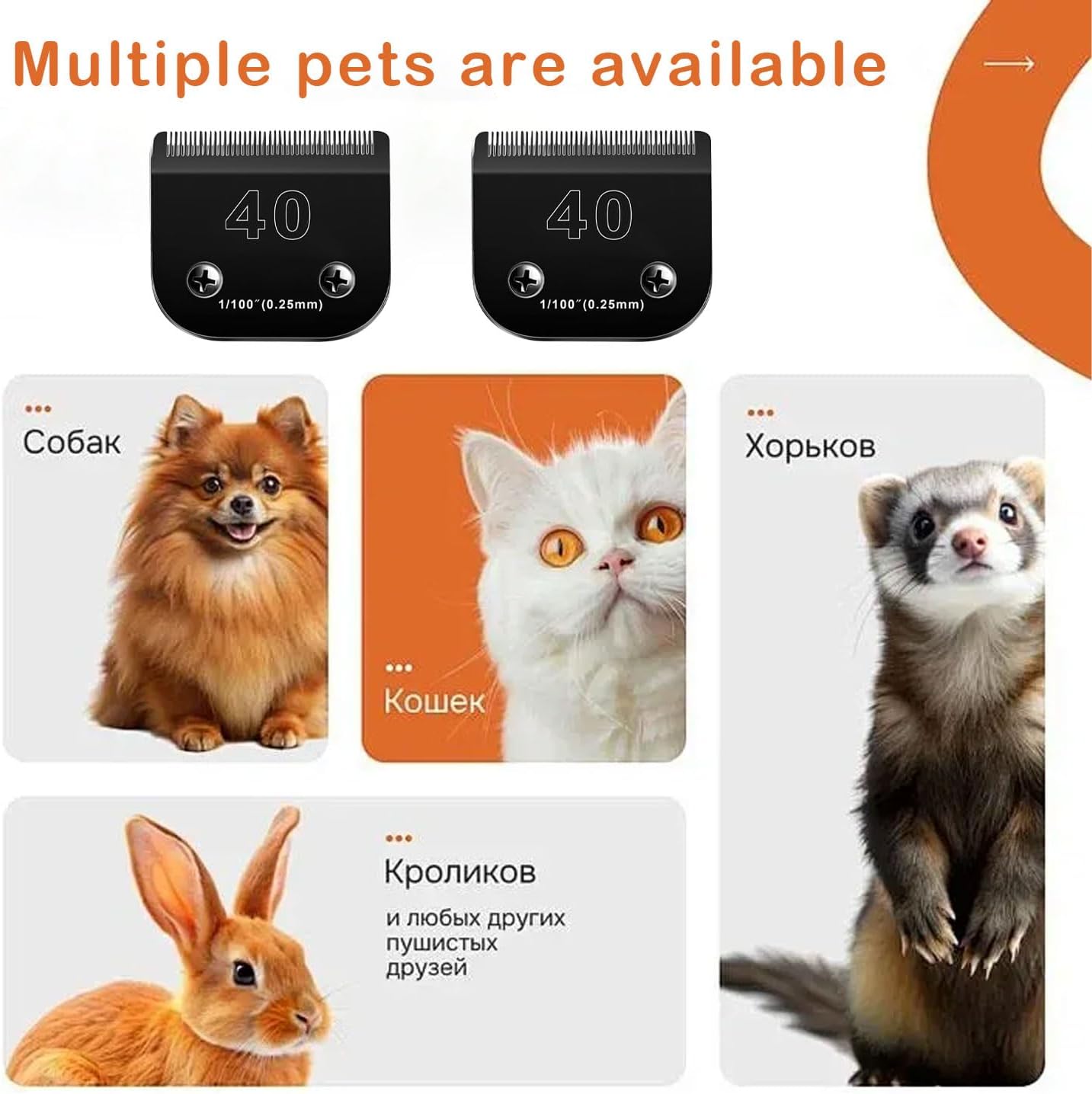 2PCS 40 Blades Dog Grooming Blades Compatible with Andis Dog Clippers Blades,Dog Clipper Blades Compatible with Oster A5,Wahl km10 Dog Clippers,Stainless-Steel Blade Sharp