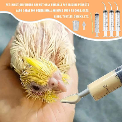 Baby Bird Feeding Syringe Set, Pet Parrot Milk Feeding Syringe with Tubes, Parrot Feeding Feeder Measuring Tools for Feeding Pets Scientific Industrial Labs… (12ml +20ml syringe+50ml Measuring Cup)
