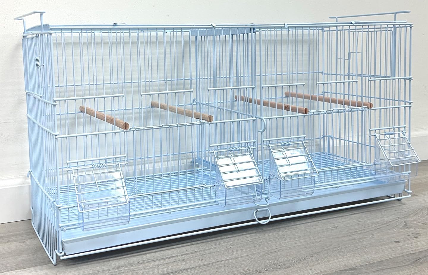 White Stackable Breeder Bird Flight Cage Side Breeding Nest Box Door with Removable Divider (White, 26.5"x11"x15"H Lot-4)