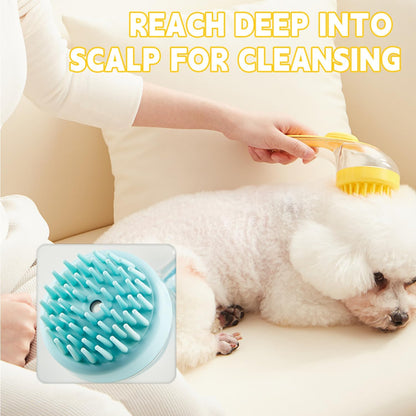 Pet Bath Brush,Dog Shampoo Brush Bubble Maker,New 2 in 1 Dog Bath Brush with Built-in Shampoo Dispenser,Bathing Dog Grooming Massage Brush for Showering Long and Short Haired Dogs and Cats(pink)