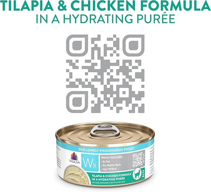 Weruva Wx Phos Focused Tilapia and Chicken Formula in a Hydrating Puree 5.5oz Can, Pack of 8