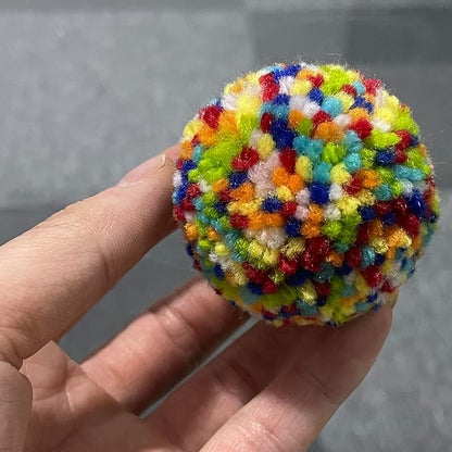 Assorted Color cat Toys for Indoor Cats, Woolen Yarn Puffs Pom Balls Interactive Kitten Chasing Toys Cat Chase Balls (6PCS)