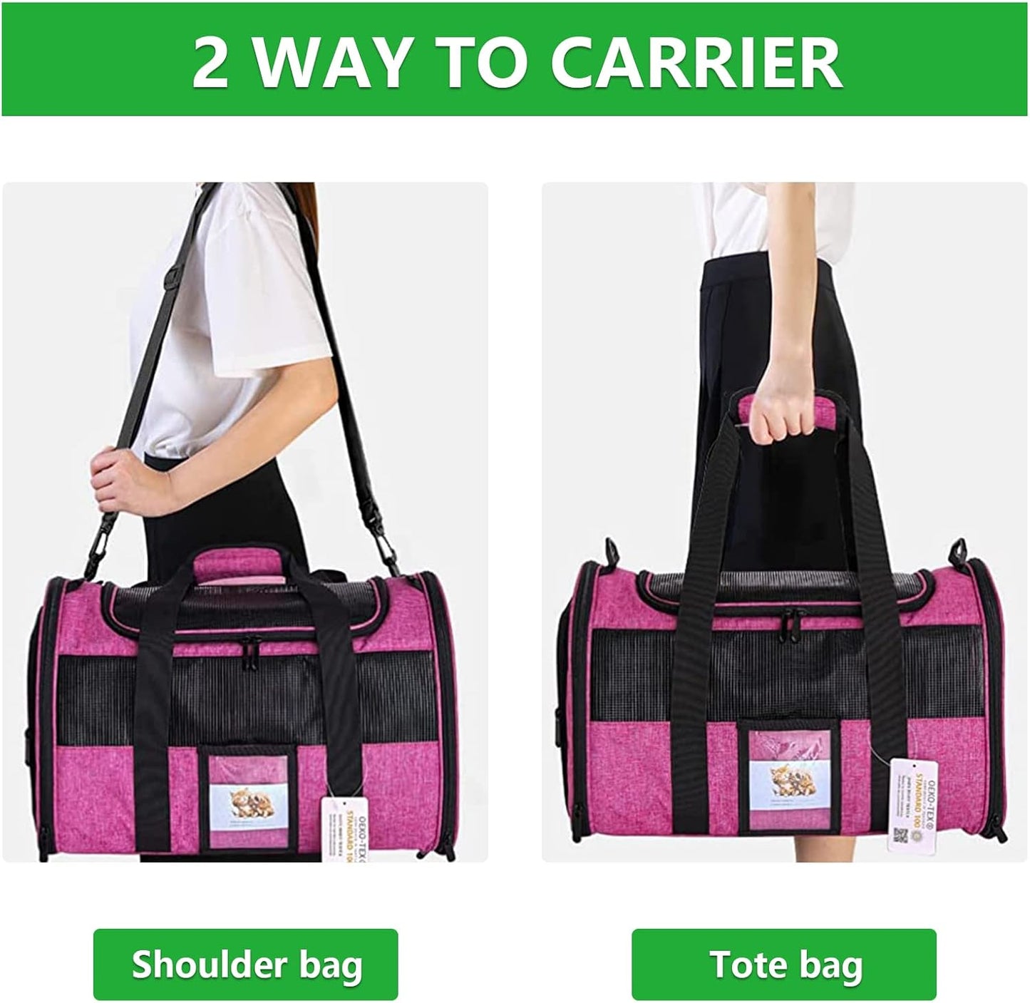 20" Large Pet Carrier Soft Sided Cat Carriers for Large Cats Under 25 lbs, Folding Big Dog Carrier Cat Carrier for 2 Cats Travel Carrier, Red