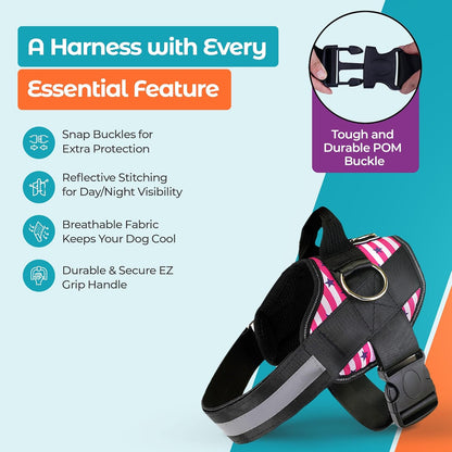 Joyride Basic Essential Dog Harness 1.0 - Small, Medium, Large Dogs, No-Pull Pet Vest with 3 Side Rings for Leash Placement, Adjustable for Training (Stars & Stripes, XL)