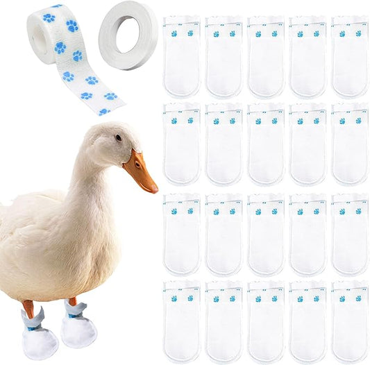 20 Pcs Disposable Duck Foot Protectors, Blue, 7.8*5.9 in, Duck Supplies with Blue Bandage