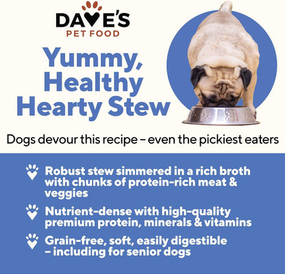 Dave's Pet Food Stewlicious Soft Dog Food Wet (Meaty Beef Stew), Made in USA Canned Topper, Gluten Free, Small to Large Breeds 13.2 oz (12 Pack)