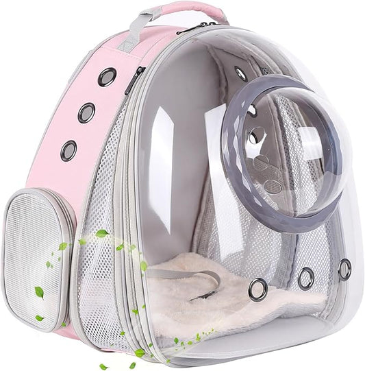 Cat Backpack Carrier, Space Capsule Astronaut Clear Bubble Front Extension to Carry Transport Cat Small Puppy Bunny, 20 Pounds Cat Bookbag