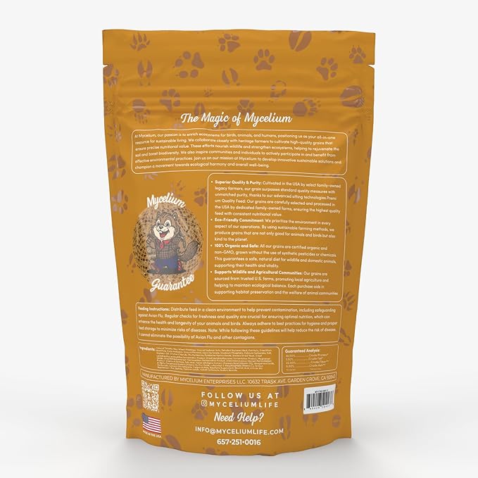 Mycelium Premium Rabbit Food - Organic, Non-GMO, High Nutritional Value Food for Rabbits, Sourced from Local USA Farms, Sustainable Farming, 5 lbs