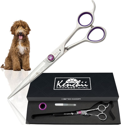 Kenchii Scorpion 7 Inch, Straight Grooming Scissors for Dogs and Pets - Premium Steel Scissors for Dog Grooming - Dog Shears Pet Grooming Accessories - Pet Hair Trimming Scissor