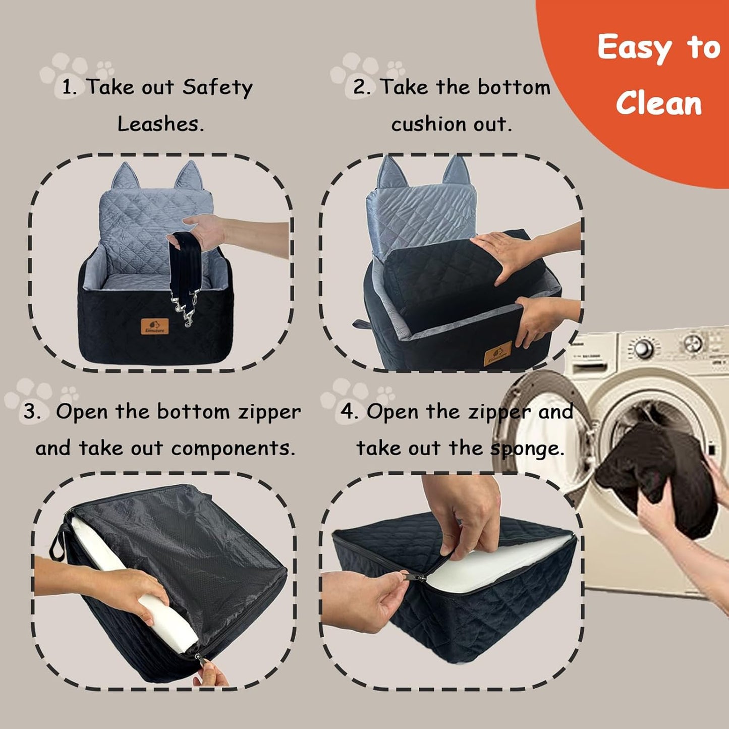 Dog Car Seat up to 35lbs – 6'' Elevated Dog Booster Seat & Travel Bed, Machine Washable, No Installation, 2 Safety Leashes, Storage Pockets, Fits Front & Back Seats