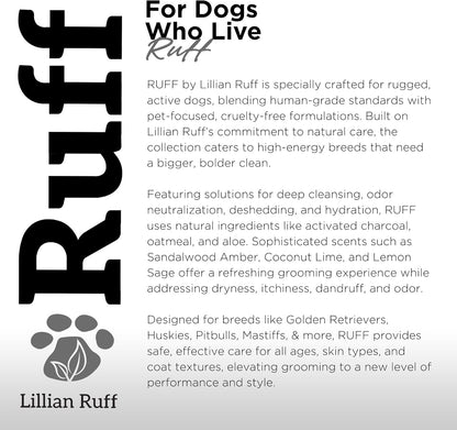 Ruff by Lillian Ruff Activated Charcoal Pet Shampoo – Lemon Sage – Deep Cleanser, Deodorizer & Stain Remover – Hydrates Dry Itchy Skin – Puppy & Dog Safe – USA Made (Gallon)