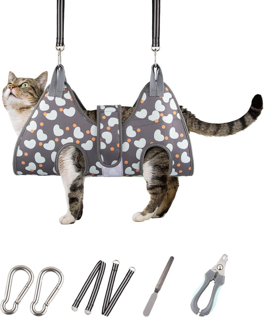 Dog Grooming Hammock for Small Dogs Cat, Dog Grooming Harness for Nail Trimming, Pet Grooming Hammock Sling for Cutting Nails with Nail Clippers, Nail File