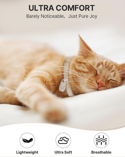 Cat Collar with QR Code Name Tag, Breakaway Kitten Collar for Boy & Girl Cats, Ultra Soft Elastic Adjustable Band, Safety Break Away Buckle, Comfortable & Secure Pet ID Collar (6"-12"), Khaki