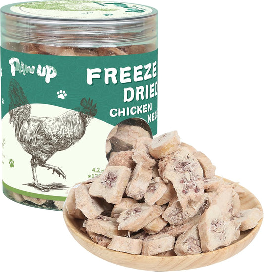 PAWUP Freeze Dried Chicken Necks Dog Treats, Dog Food Toppers, Healthy Training Treats, Raw Single Ingredient, High Protein, 4.2 oz