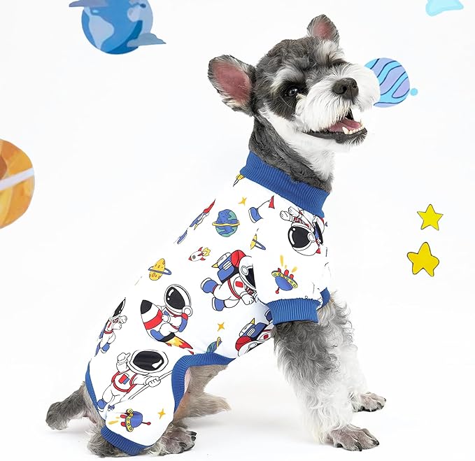 XPUDAC 4 Pieces Dog Pajamas Soft Puppy Pjs Stretchable Boy Doggie Clothes for Small Medium Dogs Cat Pet Outfits, 154-XS